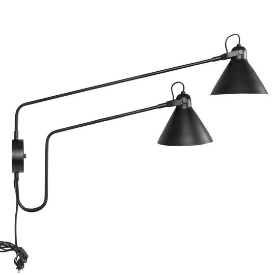 Hello Honey® 5ft. Black Modern 2-Light Metal Articulating Wall Sconce